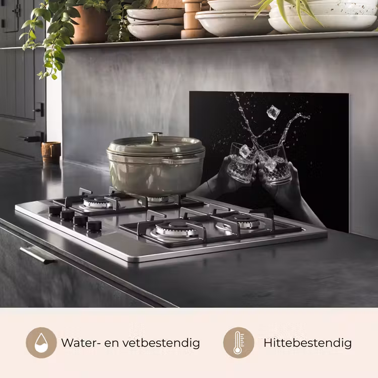 Spatscherm keuken - Whiskyglazen - Ijs - Spetters - Zwart — 7