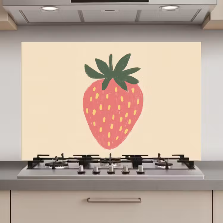 Spatscherm keuken - Aardbei - Minimalistisch - Rood - Fruit — 1