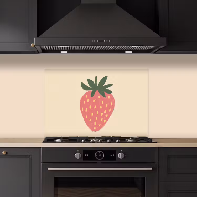 Spatscherm keuken - Aardbei - Minimalistisch - Rood - Fruit — 2