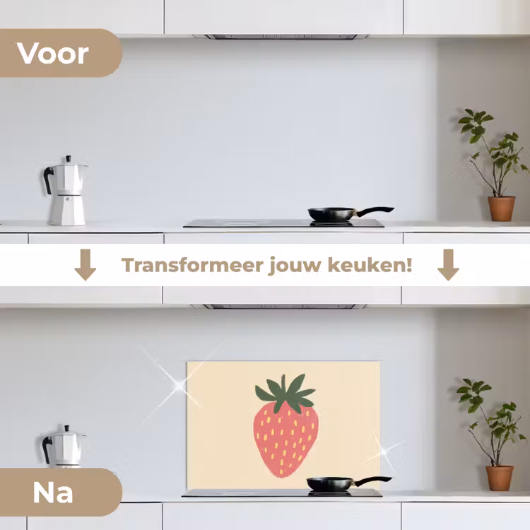 Spatscherm keuken - Aardbei - Minimalistisch - Rood - Fruit — 3
