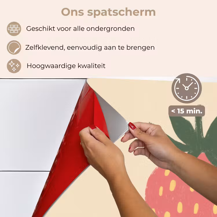 Spatscherm keuken - Aardbei - Minimalistisch - Rood - Fruit — 4