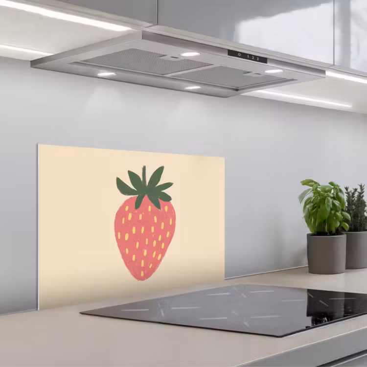 Spatscherm keuken - Aardbei - Minimalistisch - Rood - Fruit — 5