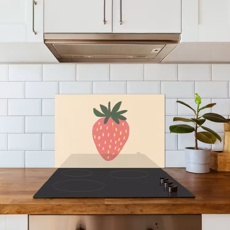 Spatscherm keuken - Aardbei - Minimalistisch - Rood - Fruit — 6