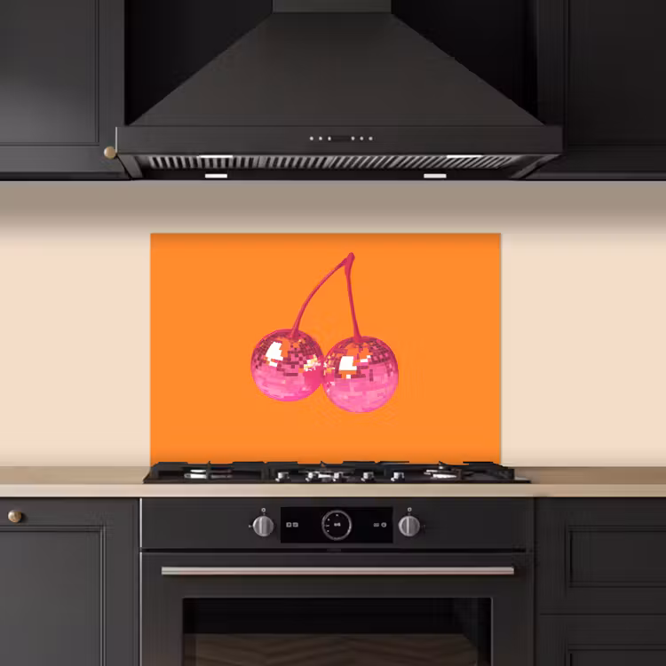 Spatscherm keuken - Discoballen - Kers - Spiegels - Roze — 2