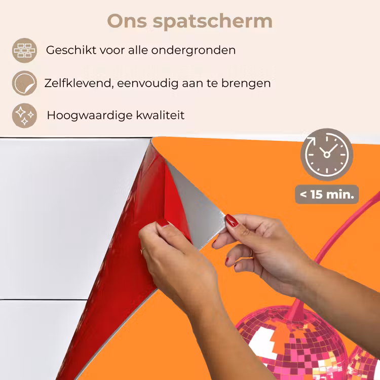 Spatscherm keuken - Discoballen - Kers - Spiegels - Roze — 4