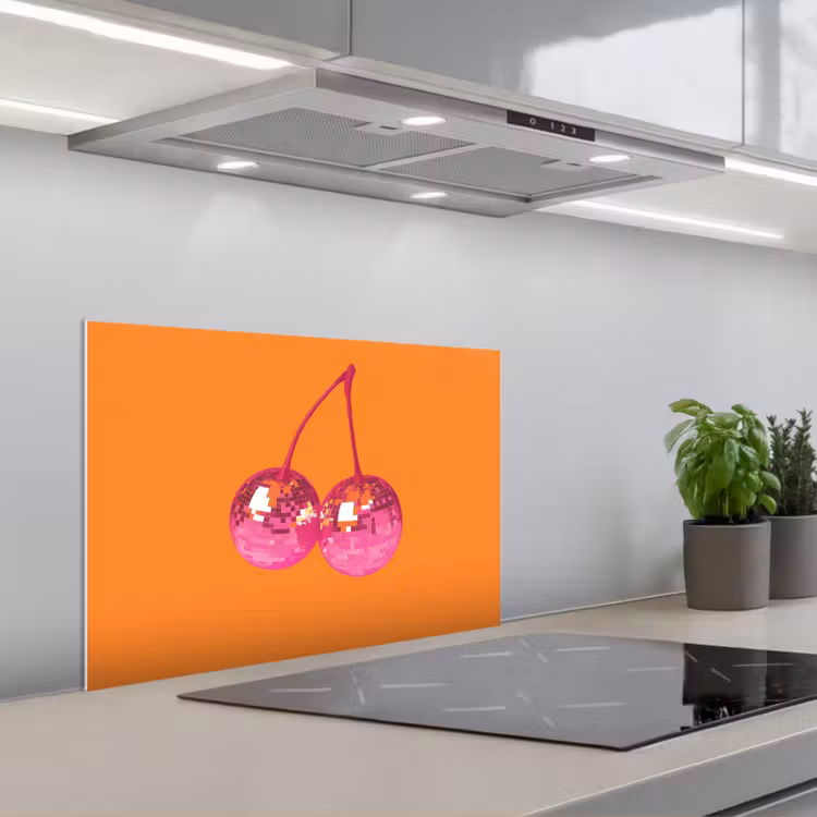 Spatscherm keuken - Discoballen - Kers - Spiegels - Roze — 5