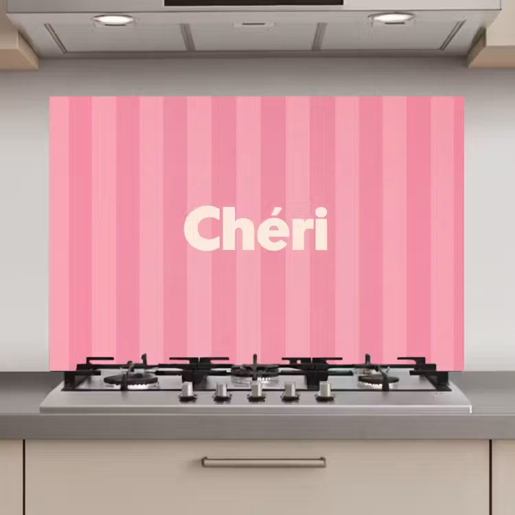 Spatscherm keuken - Gestreept - Roze - Chéri — 1