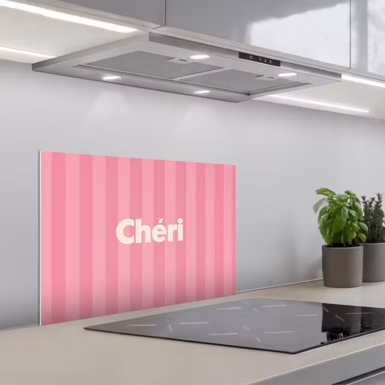 Spatscherm keuken - Gestreept - Roze - Chéri — 5