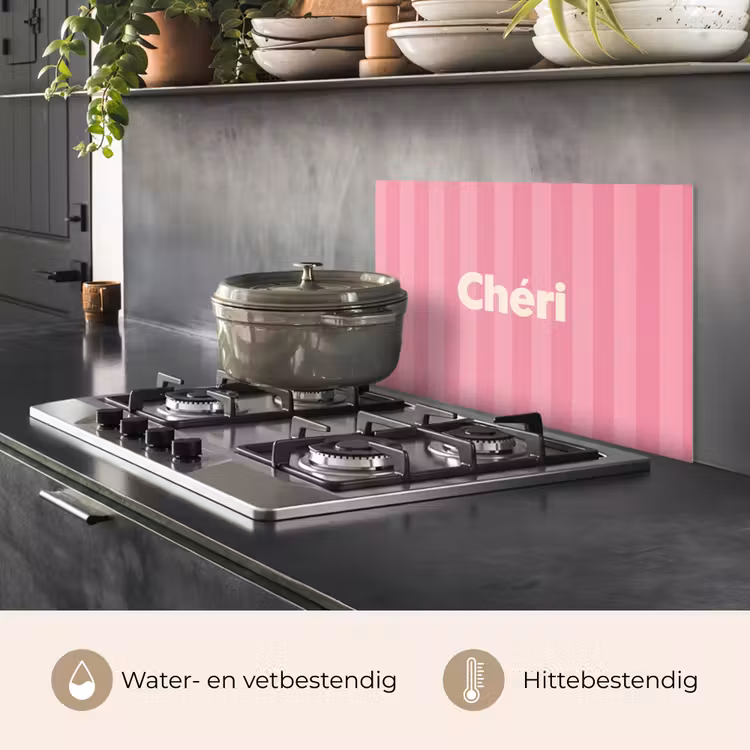 Spatscherm keuken - Gestreept - Roze - Chéri — 7