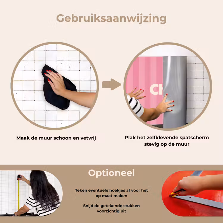Spatscherm keuken - Gestreept - Roze - Chéri — 8