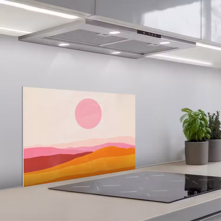 Spatscherm keuken - Heuvels - Oranje - Zon - Abstract — 5