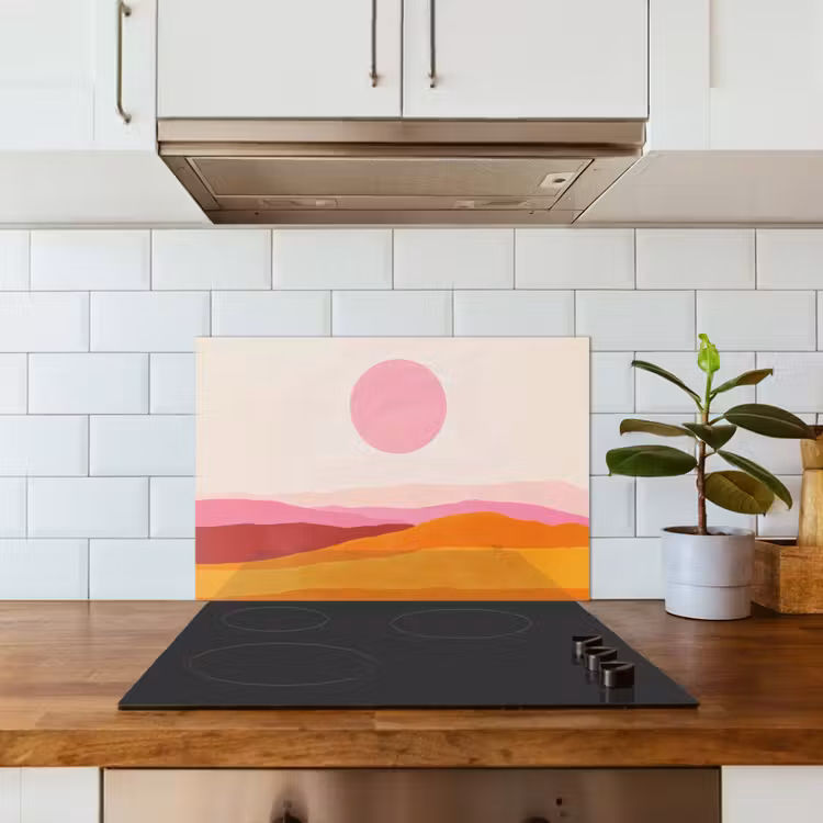 Spatscherm keuken - Heuvels - Oranje - Zon - Abstract — 6