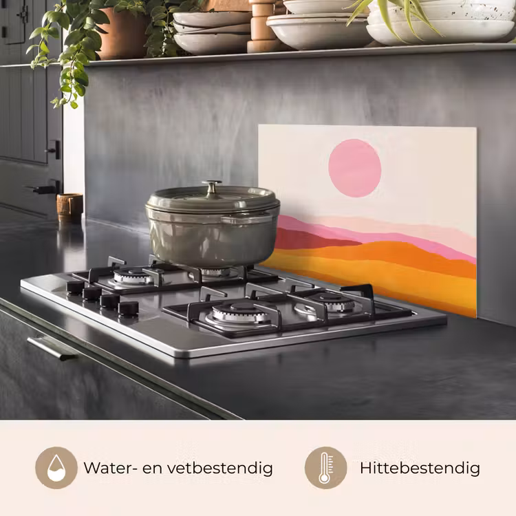 Spatscherm keuken - Heuvels - Oranje - Zon - Abstract — 7