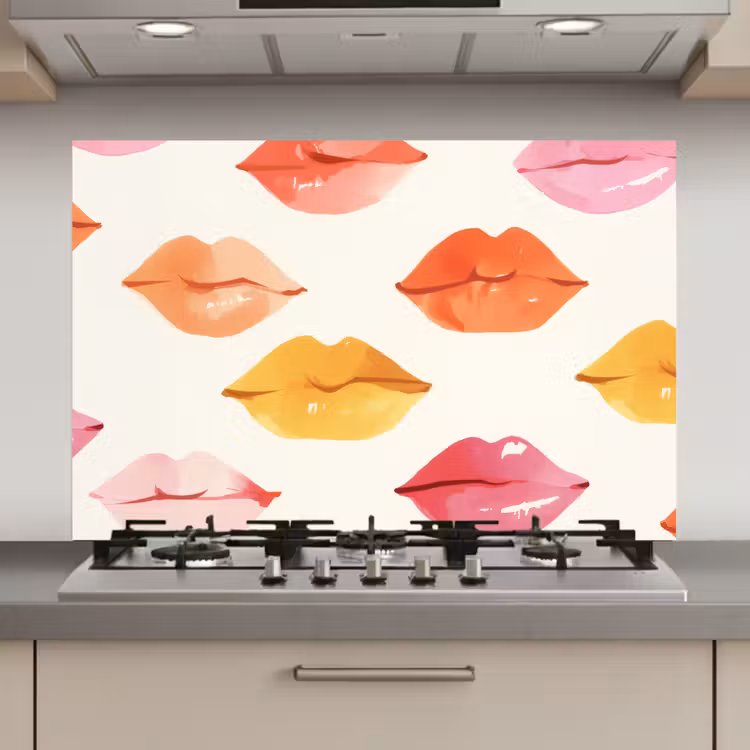 Spatscherm keuken - Lippen - Kleurrijk - Glanzend — 1