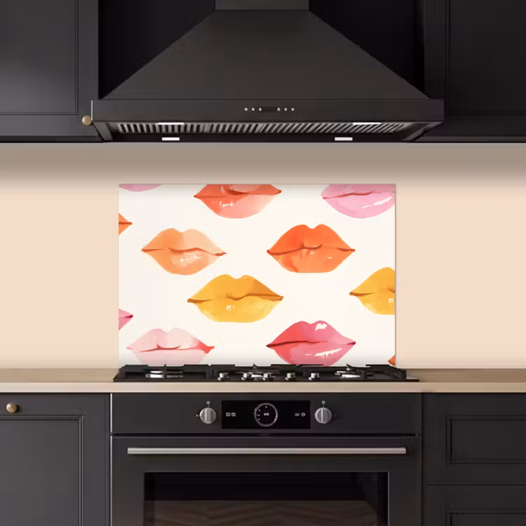 Spatscherm keuken - Lippen - Kleurrijk - Glanzend — 2
