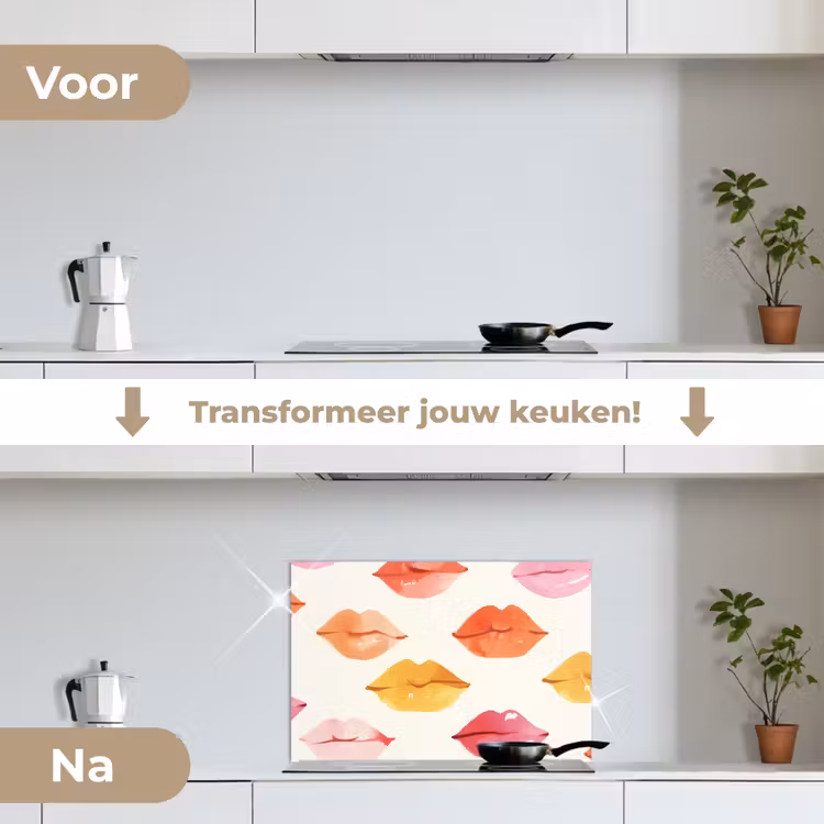 Spatscherm keuken - Lippen - Kleurrijk - Glanzend — 3