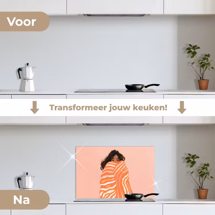 Spatscherm keuken - Meisje - Deken - Gestreept - Oranje — 3