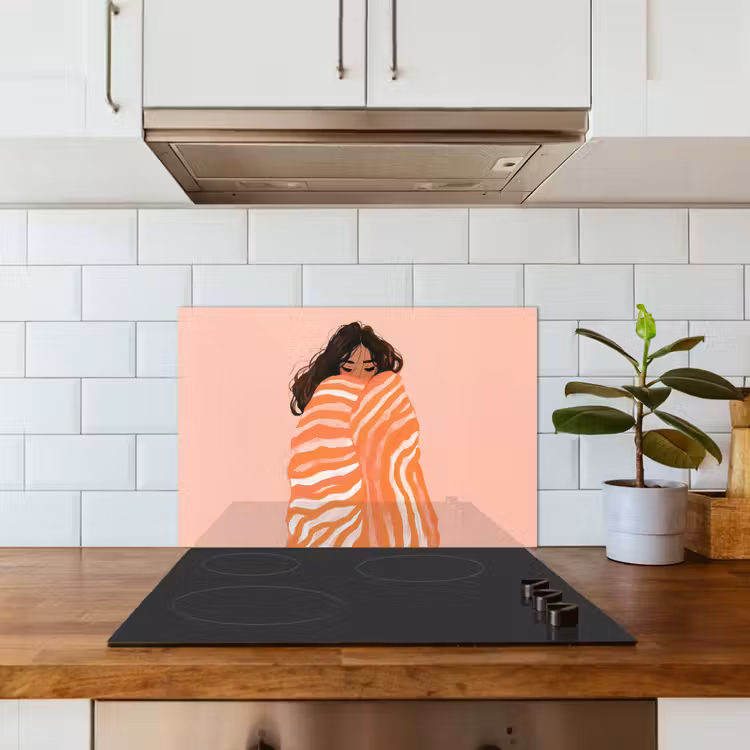 Spatscherm keuken - Meisje - Deken - Gestreept - Oranje — 6