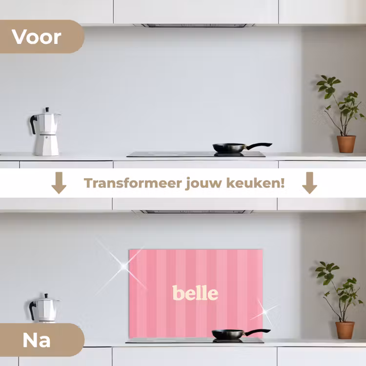 Spatscherm keuken - Roze - Gestreept - Belle — 3