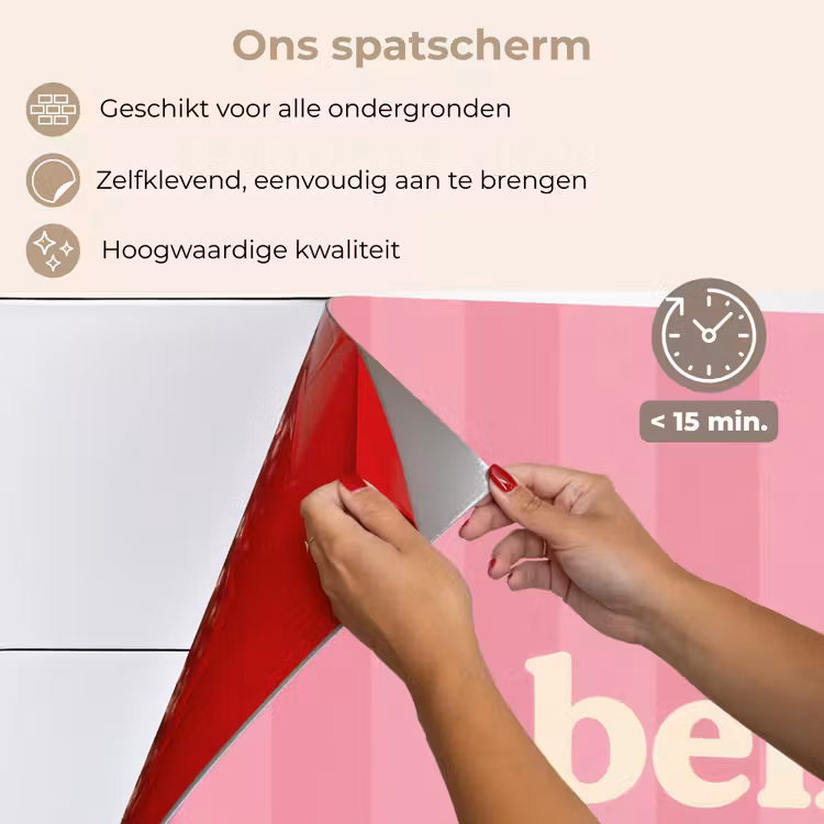 Spatscherm keuken - Roze - Gestreept - Belle — 4