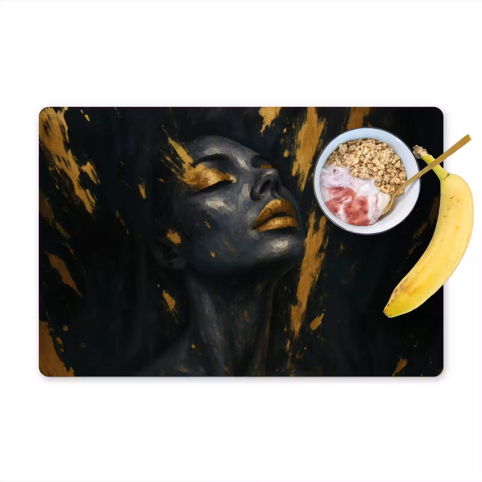Placemat - 6 stuks - Gezicht - Vrouw - Verfspatten - Abstract — 1