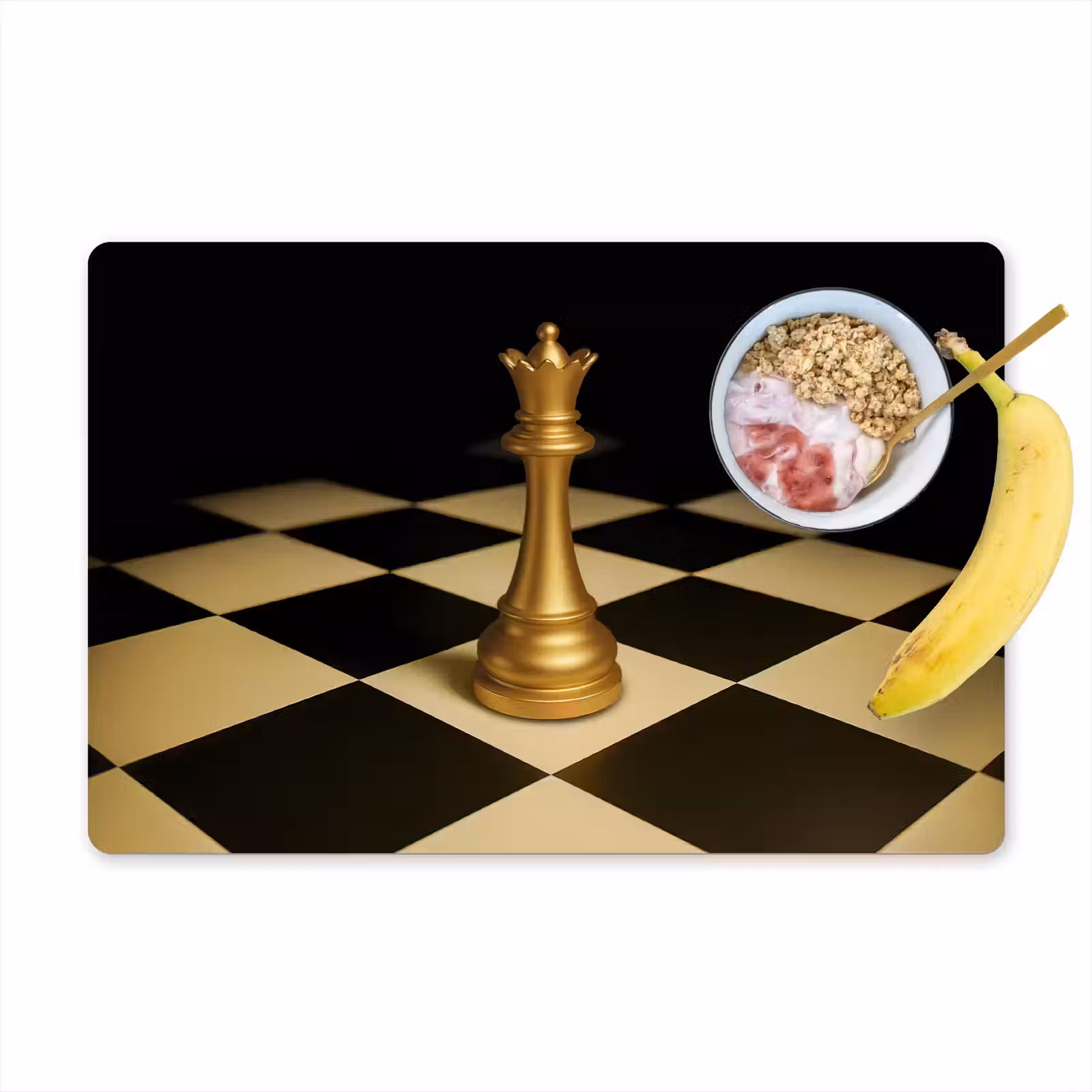 Placemat - 6 stuks - Koningin - Schaakstuk - Geblokt - Goud — 1