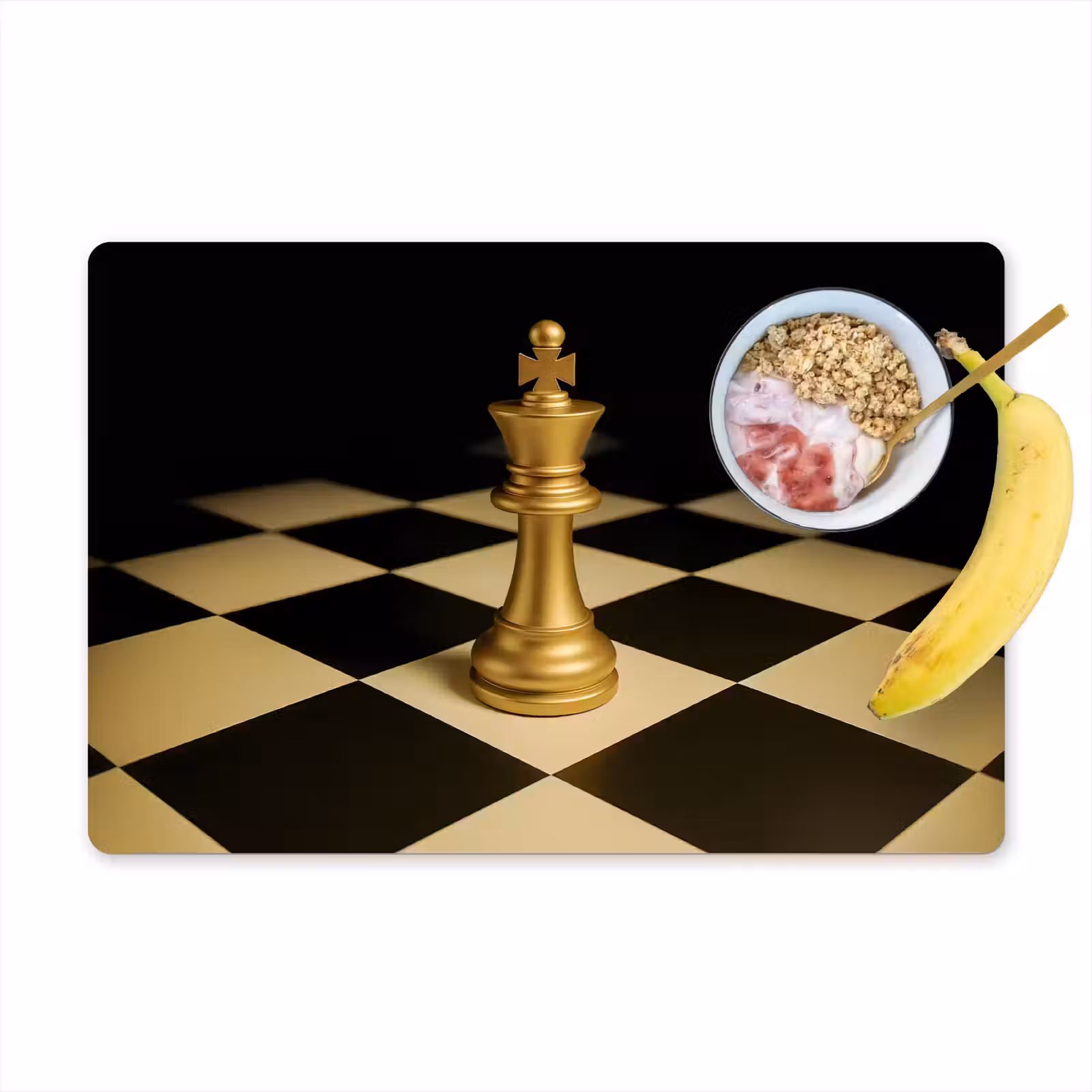 Placemat - 6 stuks - Schaakstuk - Koning - Schaakbord - Geblokt — 1