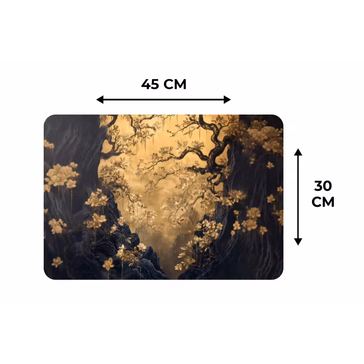 Placemat - 6 stuks - Bloemen - Takken - Goud - Sierlijk — 3