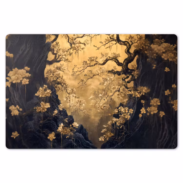 Placemat - 6 stuks - Bloemen - Takken - Goud - Sierlijk — 7