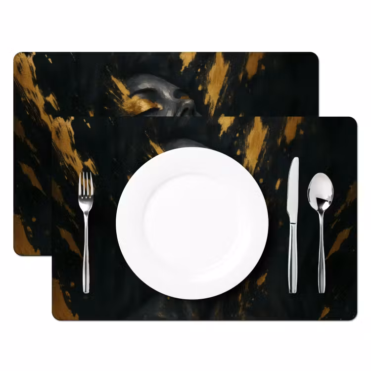 Placemat - 6 stuks - Gezicht - Vrouw - Verfspatten - Abstract — 2