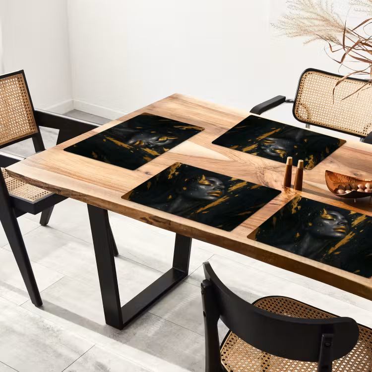 Placemat - 6 stuks - Gezicht - Vrouw - Verfspatten - Abstract — 5