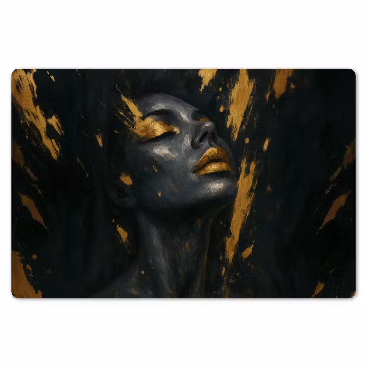 Placemat - 6 stuks - Gezicht - Vrouw - Verfspatten - Abstract — 7
