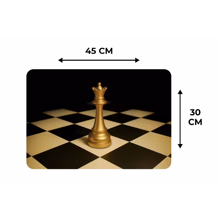 Placemat - 6 stuks - Koningin - Schaakstuk - Geblokt - Goud — 3
