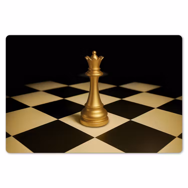 Placemat - 6 stuks - Koningin - Schaakstuk - Geblokt - Goud — 7
