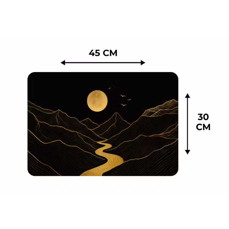 Placemat - 6 stuks - Rivier - Goud - Maan - Vogels — 3