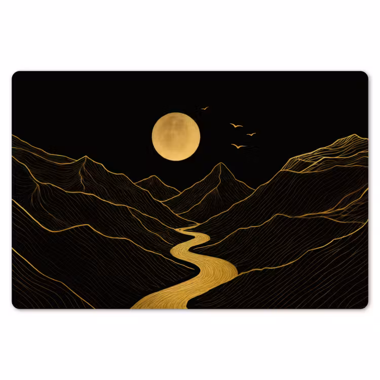Placemat - 6 stuks - Rivier - Goud - Maan - Vogels — 7