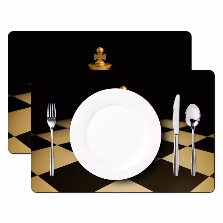 Placemat - 6 stuks - Schaakstuk - Koning - Schaakbord - Geblokt — 2