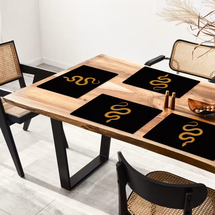 Placemat - 6 stuks - Slang - Minimalistisch - Goud — 5