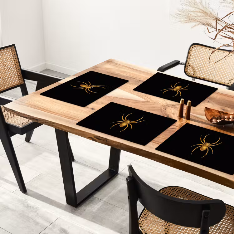 Placemat - 6 stuks - Spin - Goud - Minimalistisch - Poten — 5