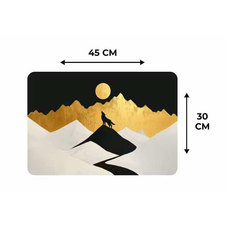 Placemat - 6 stuks - Wolf - Bergen - Maan - Zwart — 3