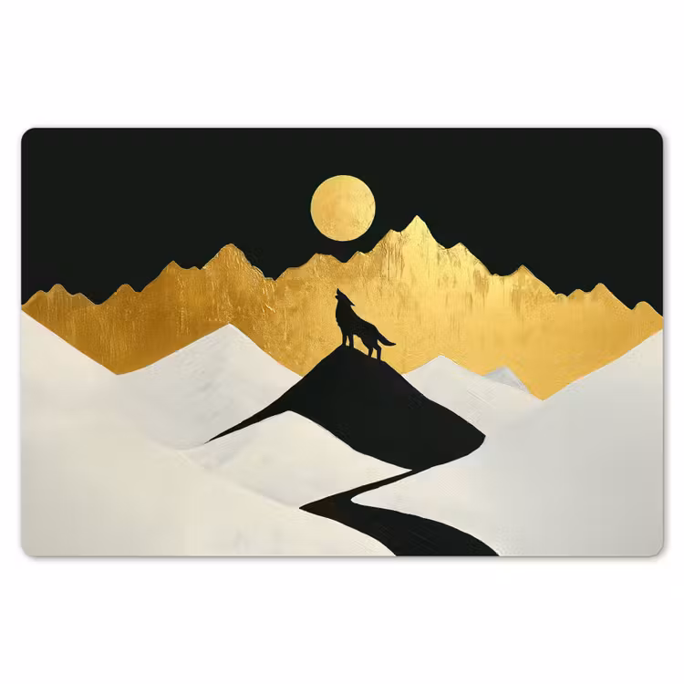 Placemat - 6 stuks - Wolf - Bergen - Maan - Zwart — 7
