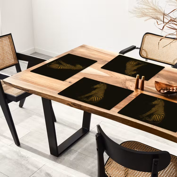 Placemat - 6 stuks - Zebra - Strepen - Goud — 5