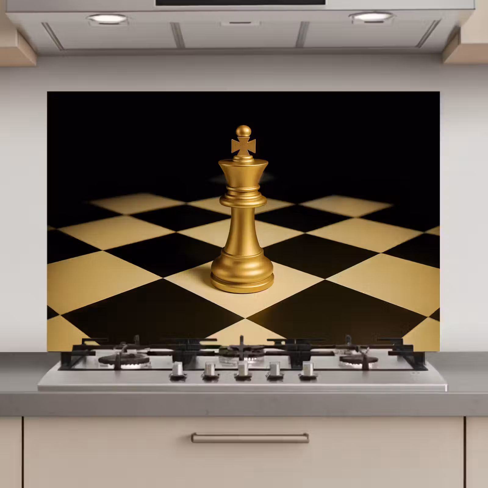 Spatscherm keuken - Schaakstuk - Koning - Schaakbord - Geblokt — 1