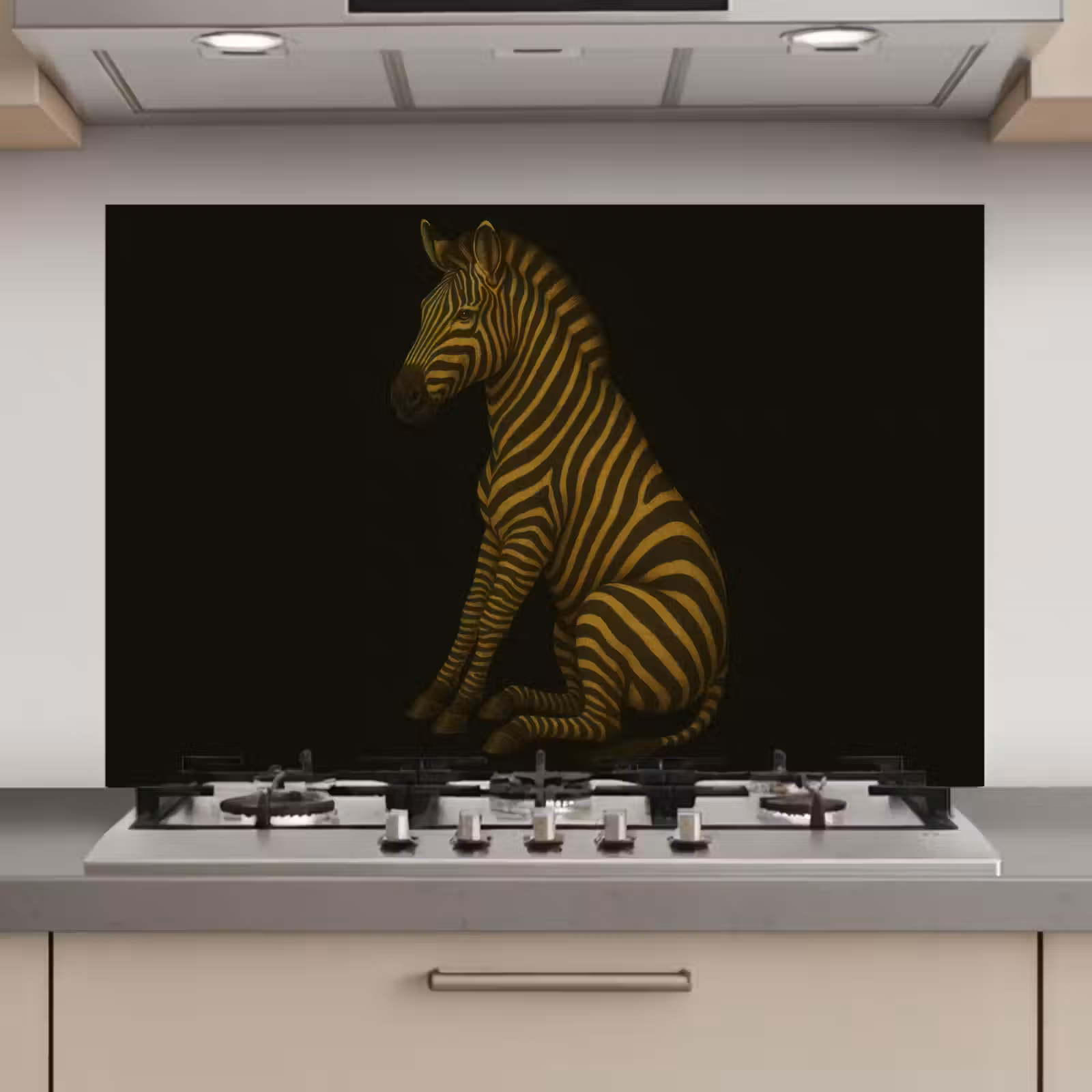 Spatscherm keuken - Zebra - Strepen - Goud — 1