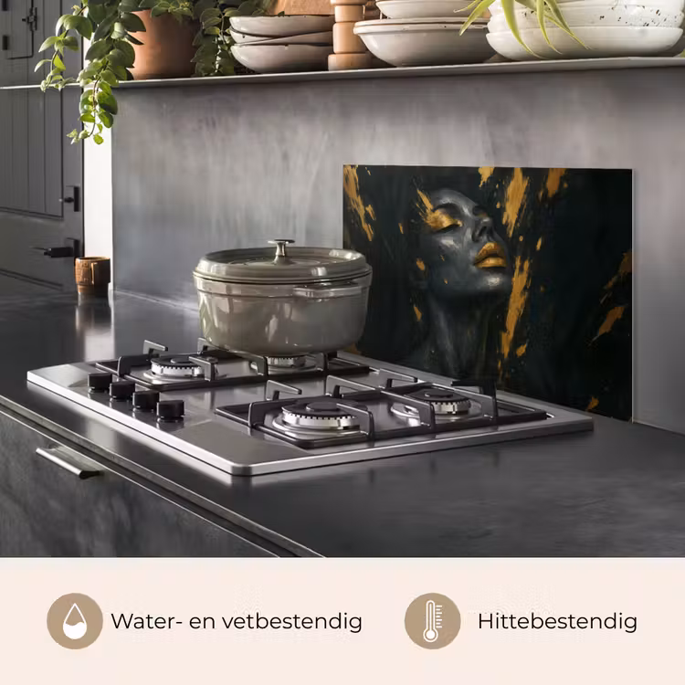 Spatscherm keuken - Gezicht - Vrouw - Verfspatten - Abstract — 7