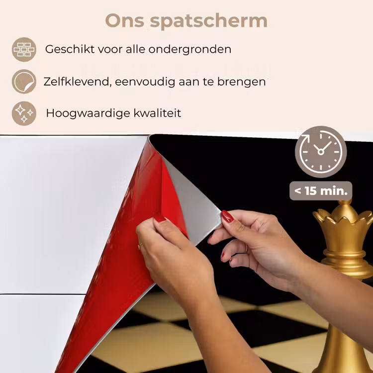 Spatscherm keuken - Koningin - Schaakstuk - Geblokt - Goud — 4