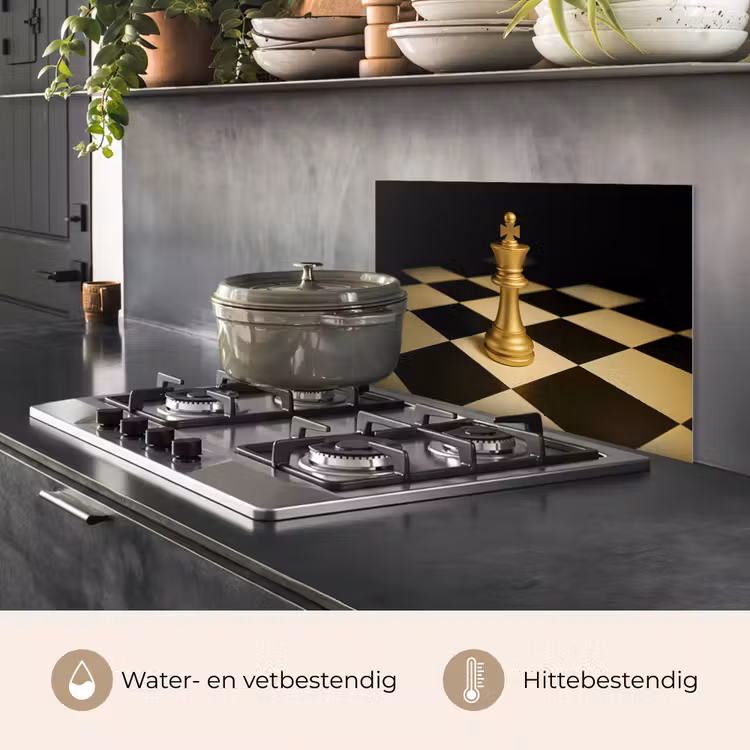 Spatscherm keuken - Schaakstuk - Koning - Schaakbord - Geblokt — 7