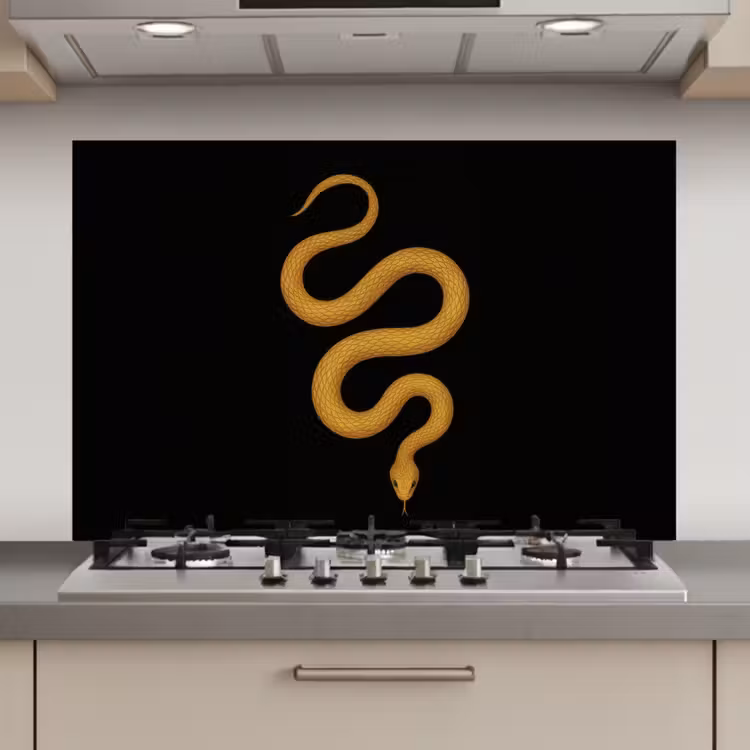 Spatscherm keuken - Slang - Minimalistisch - Goud — 1