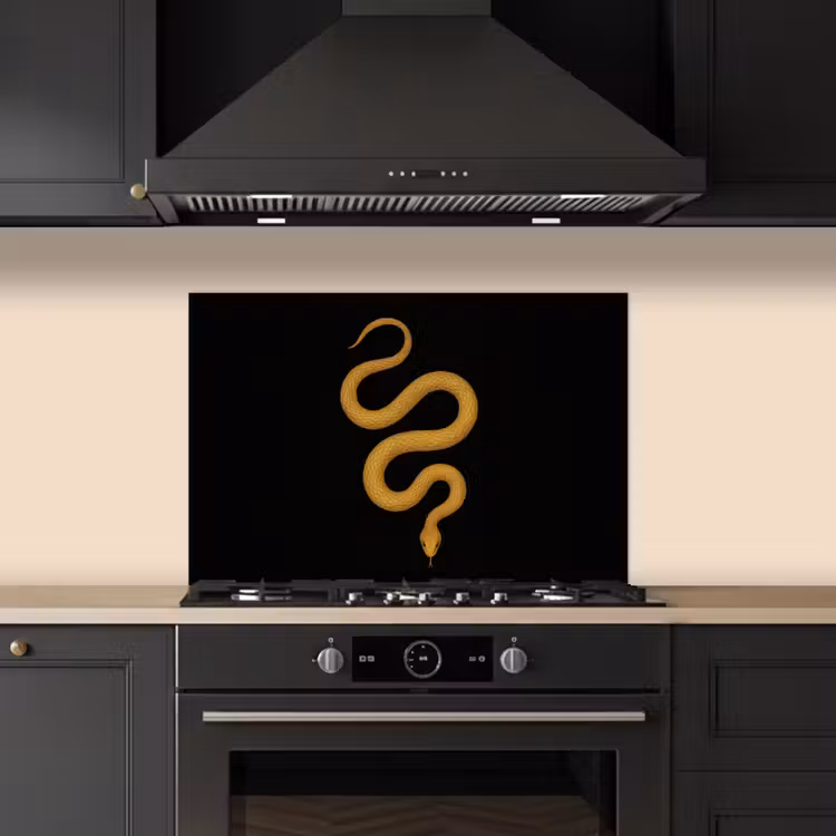 Spatscherm keuken - Slang - Minimalistisch - Goud — 2
