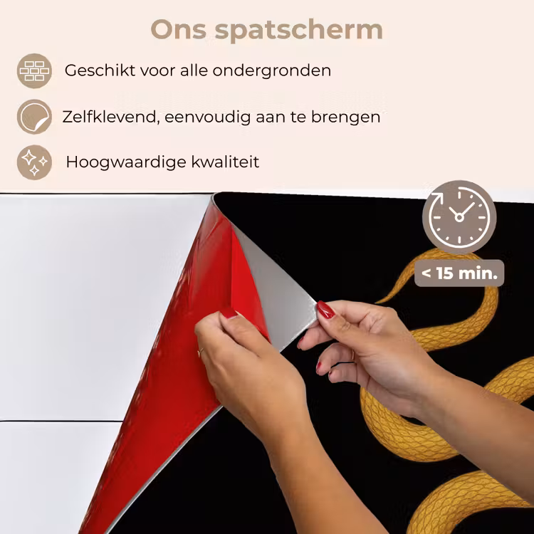 Spatscherm keuken - Slang - Minimalistisch - Goud — 4